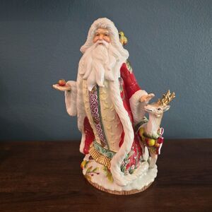 Corner Ruby Christmas Woodland Santa Deer Figurine 15" Fitz & Floyd Inspired